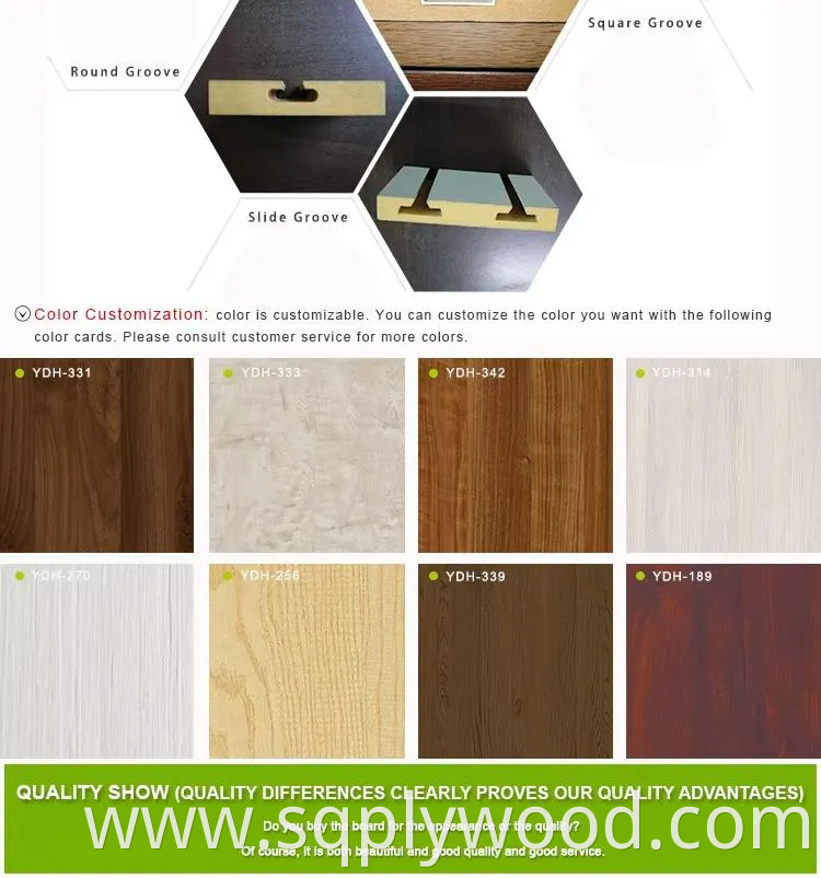 Horizontal Groove Length 2440mm Melamine Colors UV New Design MDF Slatwall Panel Slot Board